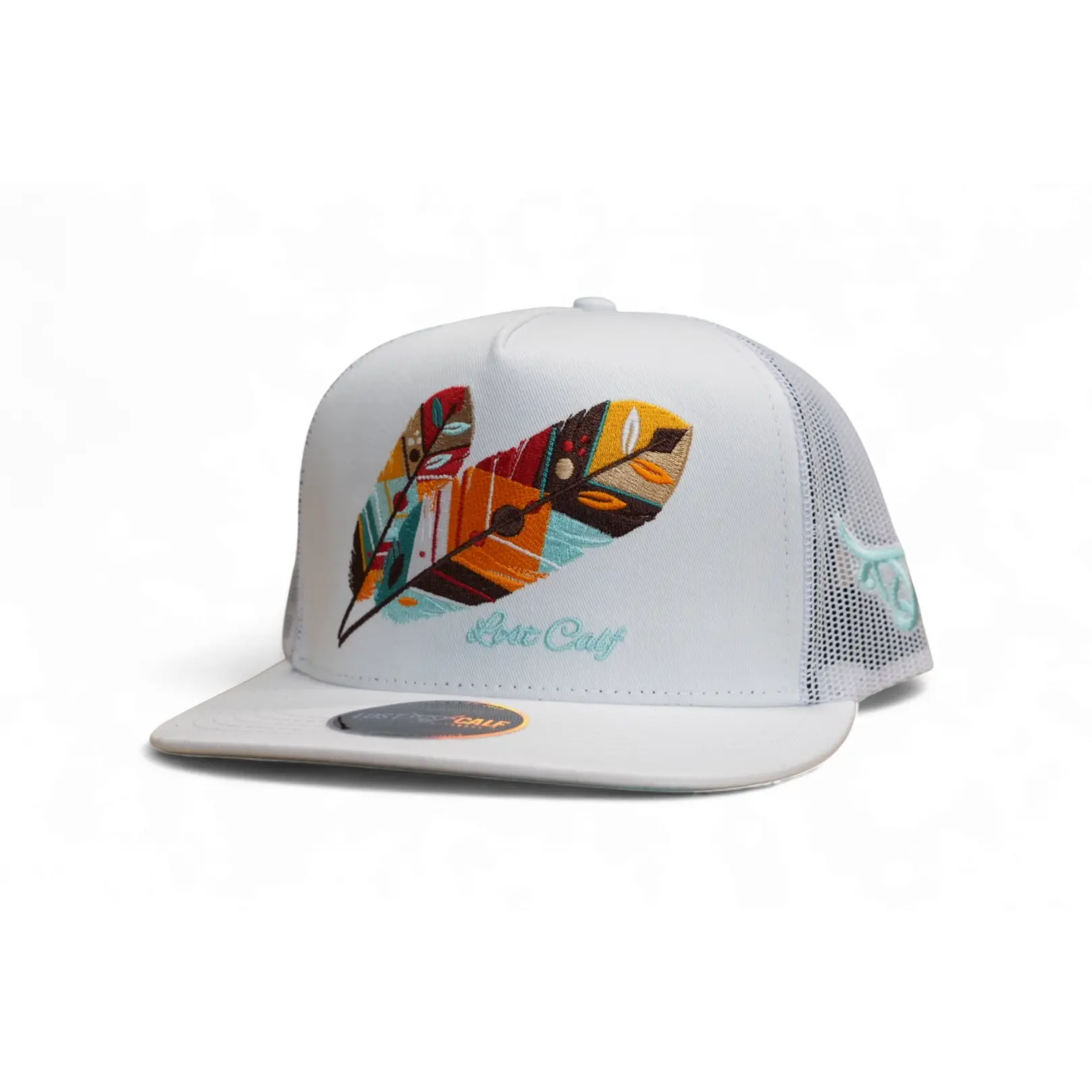 Lost Calf Tribe White Flat Bill Trucker Hat