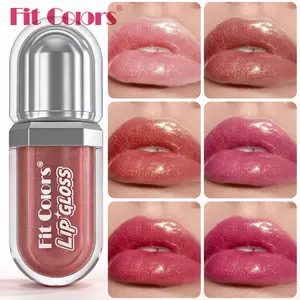 FIT COLORS 6pcs Mirror Lip Gloss Set, Long-Lasting Hydration, Moisturizing, Transparent Pearl Lip Oil, Glossy Glitter Finish, Liquid Form, No Alcohol