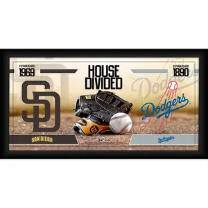 San Diego Padres vs. Los Angeles Dodgers Framed 10" x 20" House Divided Baseball Collage