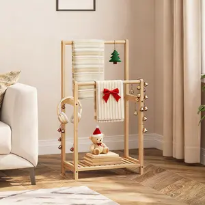 HOOBRO Free Standing Towel Rack for Bathroom, 2 Tier Blanket Rack, 16.5" L x 9.4" W x 31.5" H, Blanket Holder, Drying and Display Rack with Shelf#SpringSale #BigSpringSale