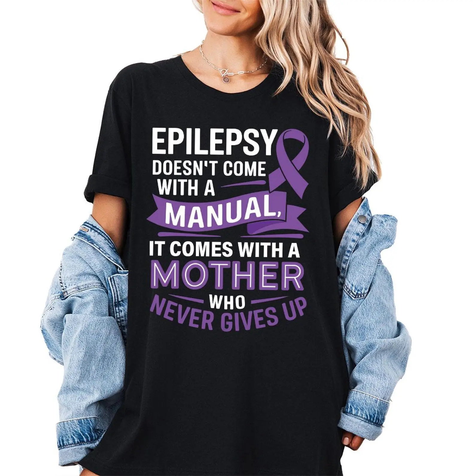 Epilepsy Mom Shirt, Purple Ribbon Awareness Quote Shirt, Epilepsy Awareness Gift Shirt, Epilepsy Support Shirt, Family Support Shirt