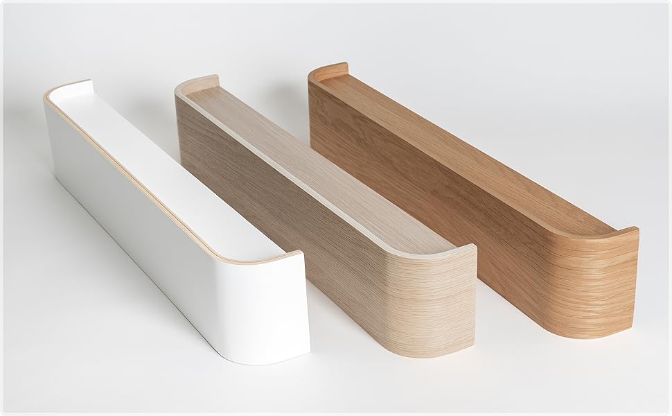 Wall-mounted coat rack - Modern design coat rack with hidden wall hooks - Solid wood veneer coat rack - Oak color, white