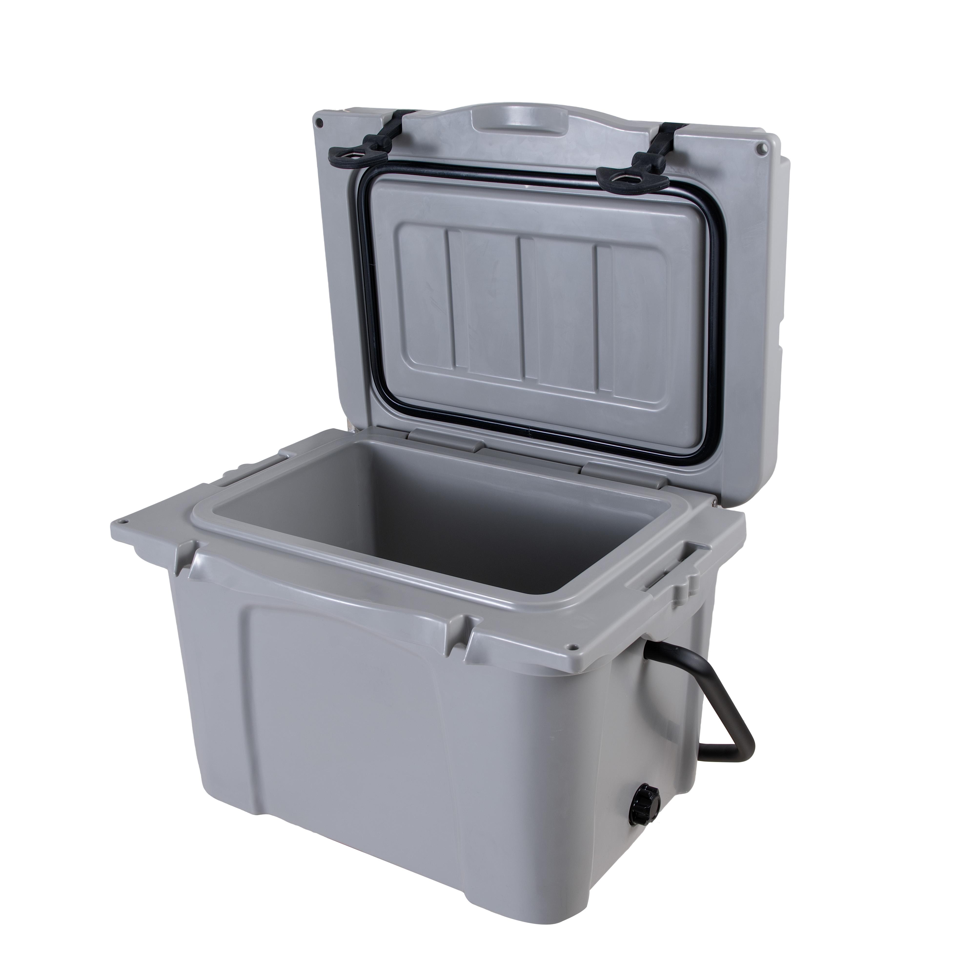 Dufominc 25QT Volume Sturdy Rotational Mold Insulated Hard Cooler with Ergo Handle, Large Size, Bottle Opener, Cup Holder, Forming Ruler, 5-7 Day Ice Retention for Camping, Beach, Travel