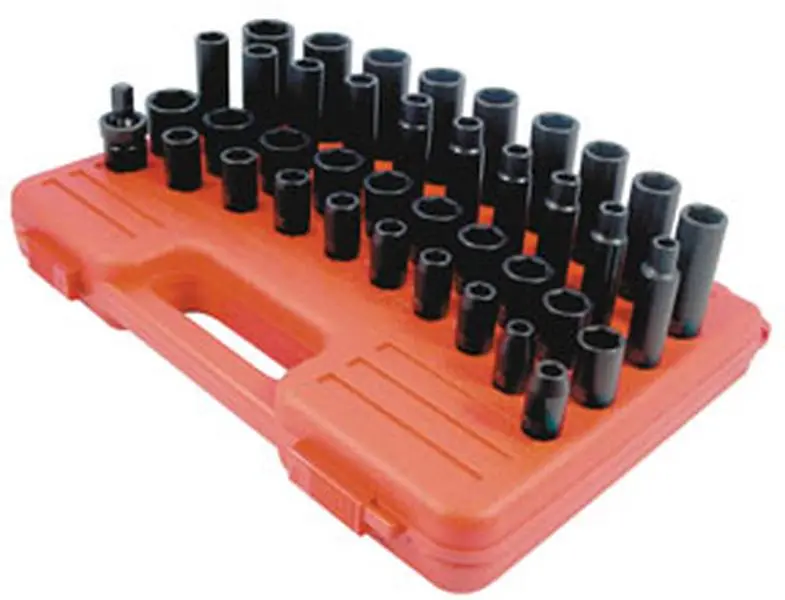SUNEX TOOLS 2669 Cr-Mo Steel Metric Impact Tool Set, 39-Piece .5" Drive Kit with 9-30Mm Deep/Shallow & 10Mm,19Mm Sockets for Automotive Repair Solutions, Chromium-Molybdenum Steel