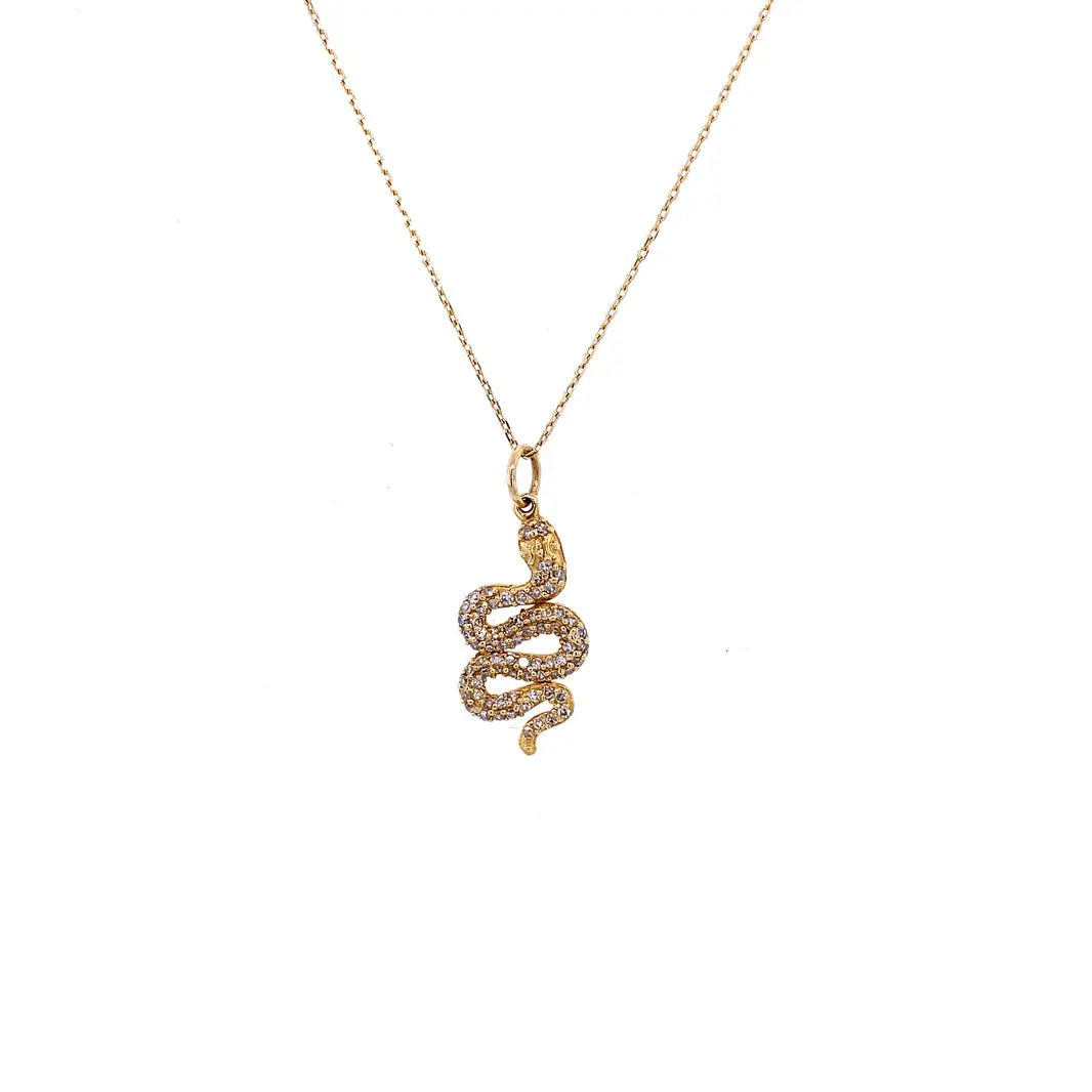 Diamond & Gold Snake Necklace