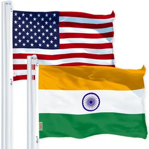 G128 Combo Pack: USA  3x5 Ft 150D Printed Stars & India Flag 3x5 Ft 150D Printed