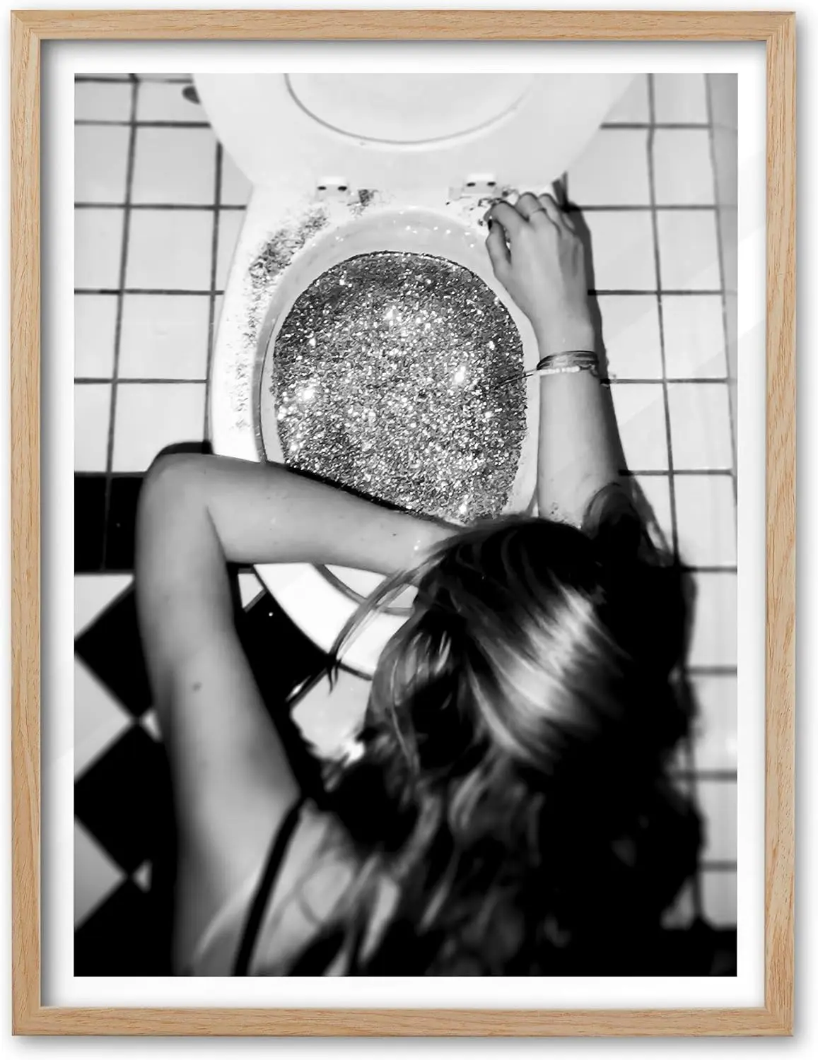 Home Decor Spirit Trendy After the Disco Party Framed Wall Art, 12x18 in Black and White Funny Bathroom Canvas Art, Teen Girl Poster College Dorm Decor, Set of 1 for Bedroom Living Room UNFRAMED