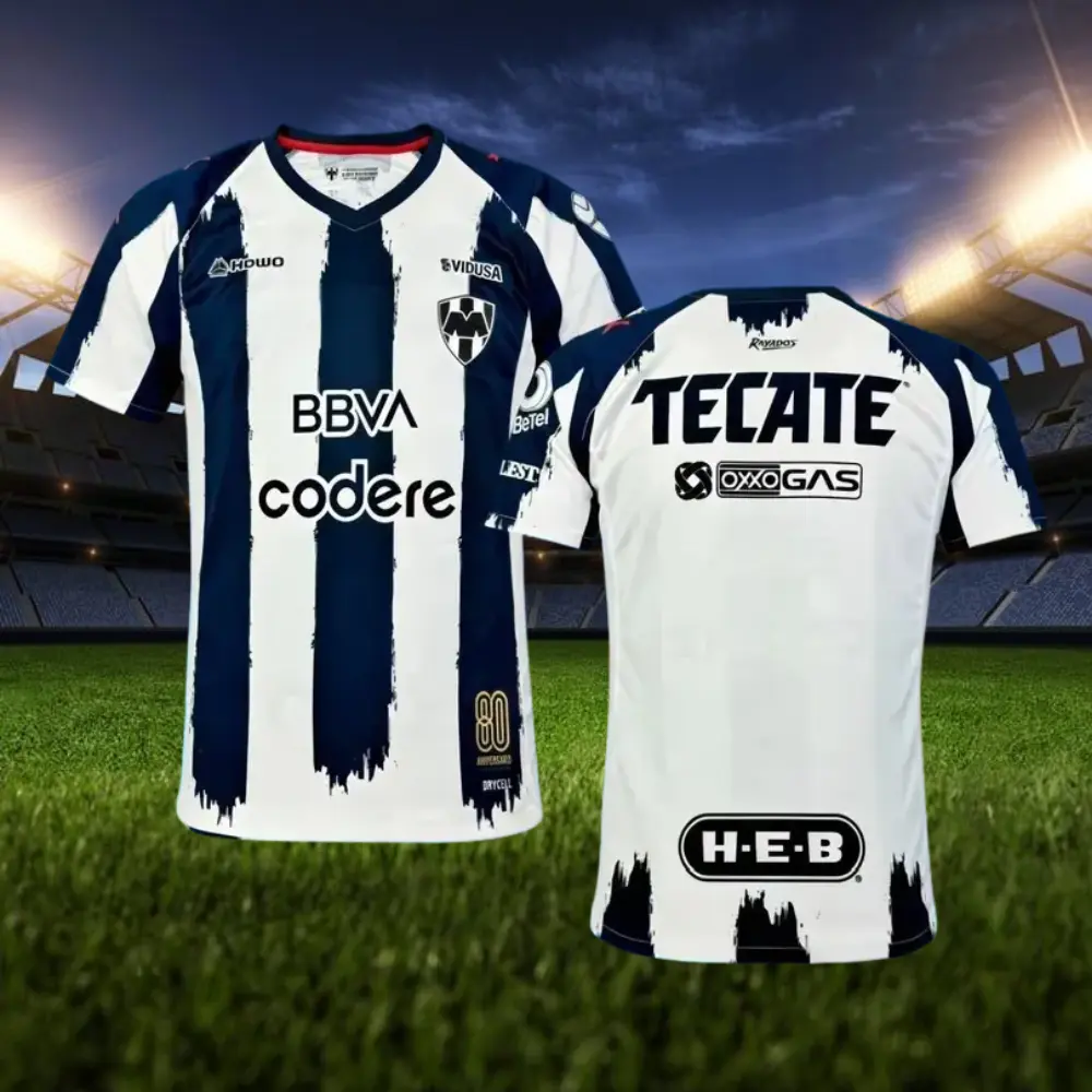 Monterrey Rayados Mexican Soccer Football Jersey, Premium Breathable Athletic Dry-Fit Home Shirt, Perfect 80th Anniversary Collector Gift for Sports Fans