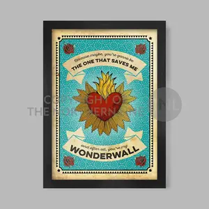 Oasis Wonderwall Music Poster, Rock Music Art Print, Song Lyrics Wall Art, Home Room Decor