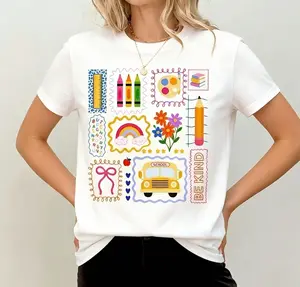 Trendy Teacher tshirt, Colorful Doodle Back To School Shirt, Preppy Coquette School tshirt, Girly Pink Bow tshirt, Teacher Gifts 7Z5