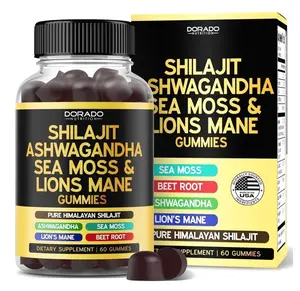 Shilajit Gummies with Sea Moss, Ashwagandha & Lions Mane - For Men & Women, Energy & Immunity Support - Third Party Tested, Vegan Safe, NON GMO & Made in USA (60 Gummies)