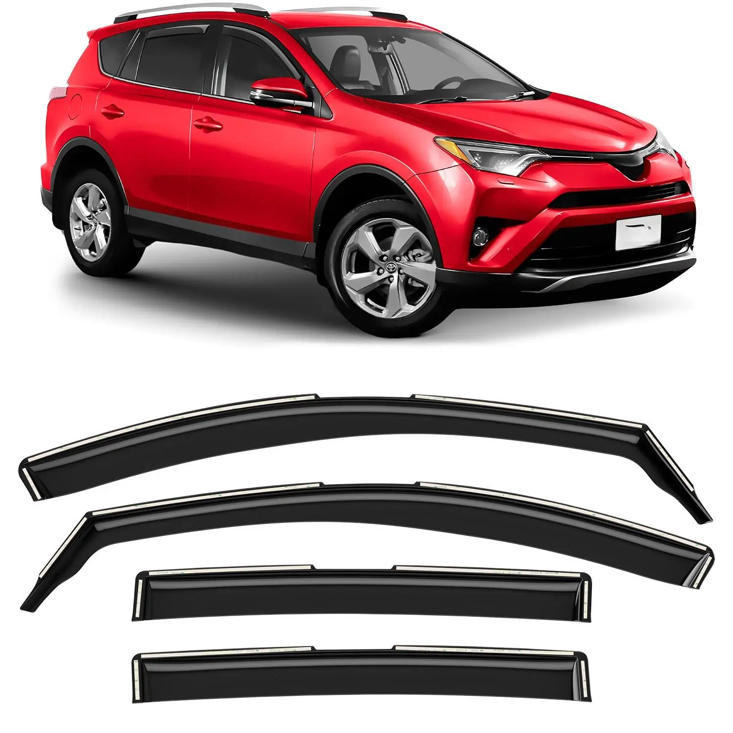 In-channel Extra Durable Rain Guards For Toyota Rav4 2013-2018  Window Deflectors Vent Visors 4 Pieces - 220239