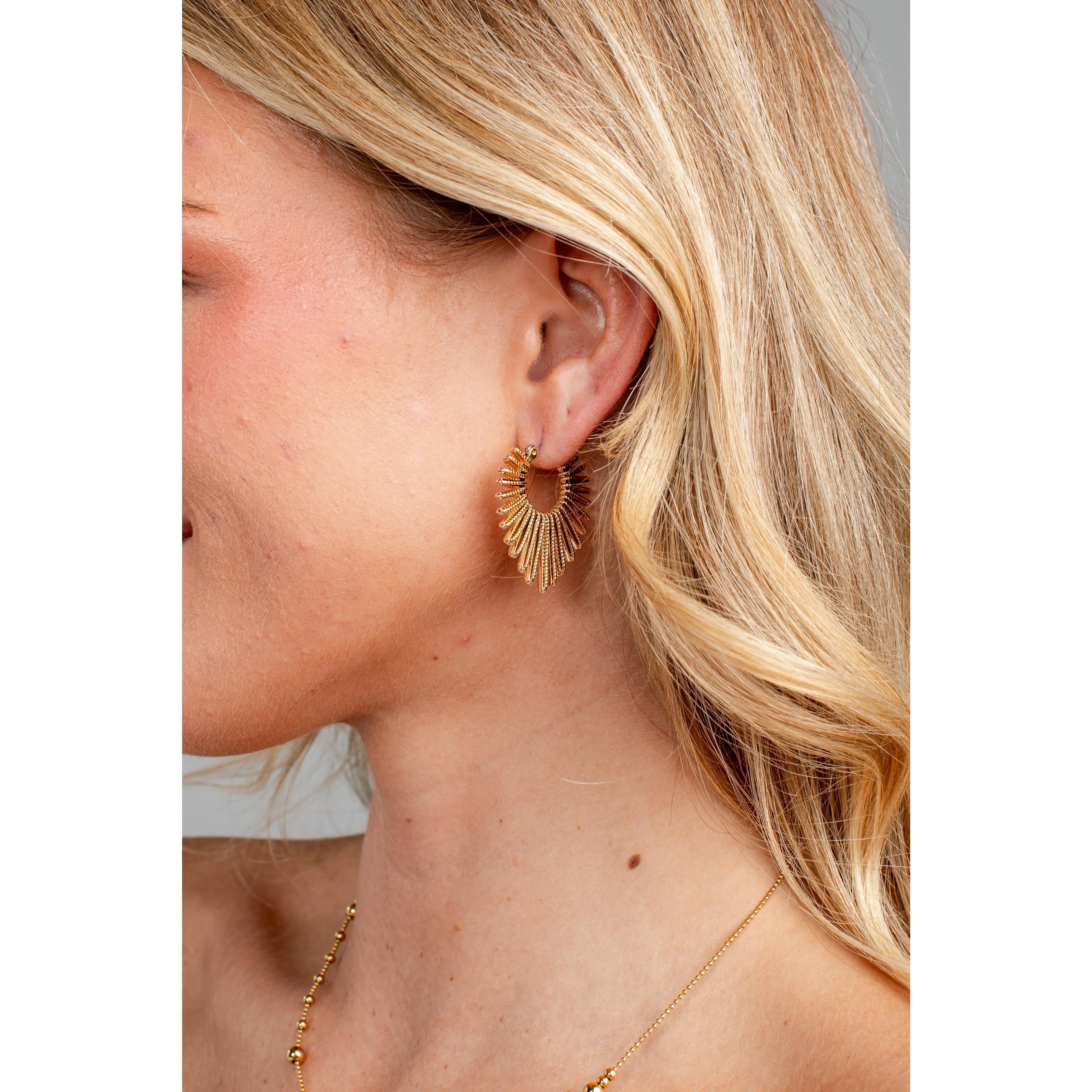 Leni Gold Textured Statement Earrings