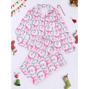 [Christmas] Women's Christmas Pajama Set, Soft Long Sleeve Shirt and Stretch Pants, Holiday Party Pajamas, Autumn/Winter Casual Home ClothesRAIMENTRY