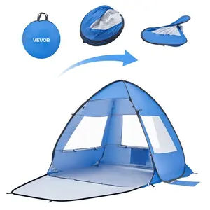 fathersdaygift VEVOR Beach Tent Sun Shelter for 2 Person, UPF 50+ Protection, Portable Sun Shade Canopy with Carrying Bag Sand Pockets, Lightweight and Easy Setup Beach Umbrella for Camping Fishing Outdoor Picnic