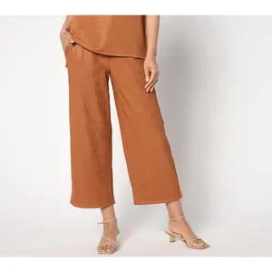 Joan Rivers Regular Crinkle Knit Pull-On Crop Pants