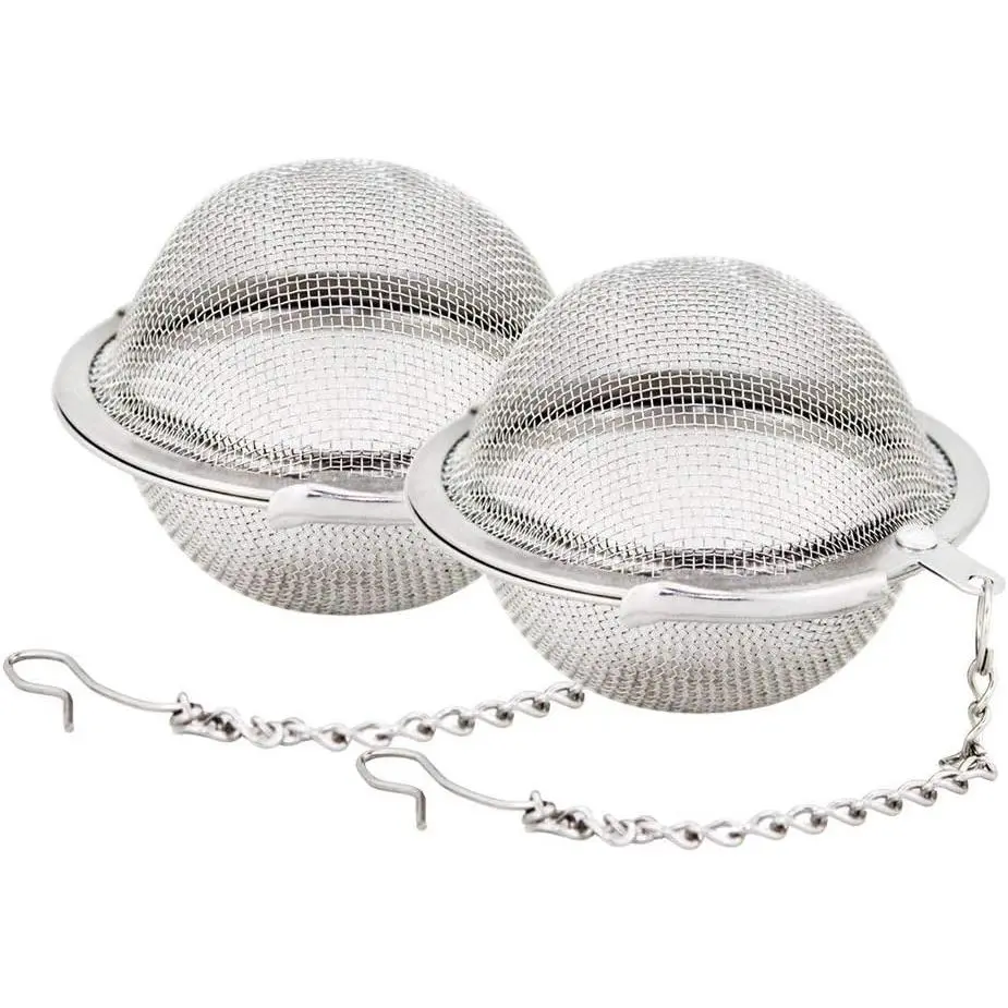 2 count Stainless Steel Mesh  Ball 2.1 Inch  Strainers Teas Inser Strainer Filters for Teas