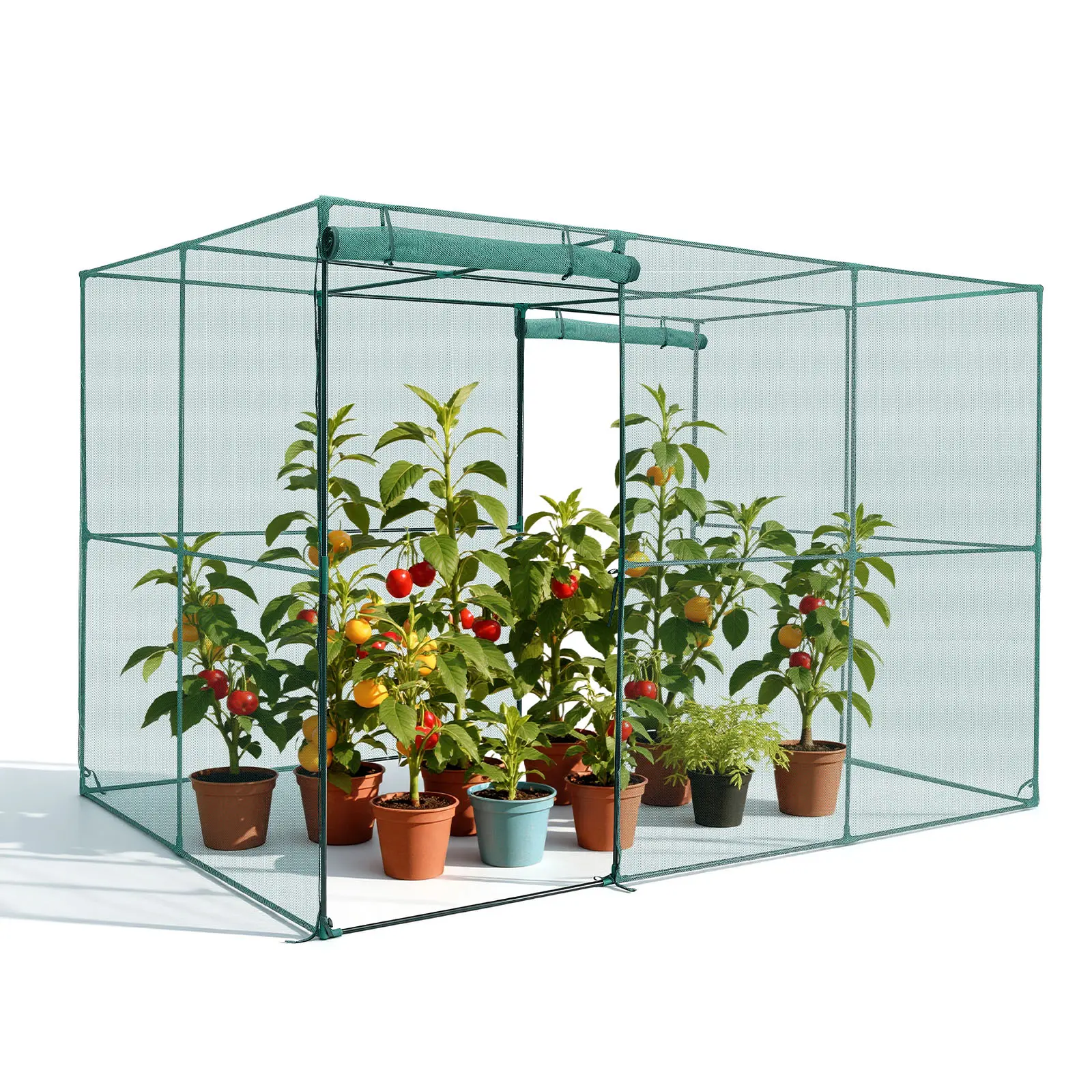 VEVOR Crop Cage, 9.5 x 6.36 x 6.36 ft Plant Protection Tent with Zippered Door, Wind-Resistant Tall Crop Cage, Easy to Install, Outdoor Raised Bed Cover, Tomato Plant Netting for Garden Patio Lawn