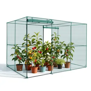 VEVOR Crop Cage, 9.5 x 6.36 x 6.36 ft Plant Protection Tent with Zippered Door, Wind-Resistant Tall Crop Cage, Easy to Install, Outdoor Raised Bed Cover, Tomato Plant Netting for Garden Patio Lawn