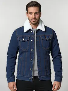 Winter Jacket Autumn and Winter Denim Fleece Lined Men's Jacket Casual Denim Jacket
