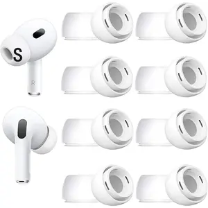 8 Sets Small Size Ear Tips Replacement for AirPods Pro 2nd / 1st Generation, with Noise Reduction Hole,  Eartips Ear Cap 8 Pairs Compatible with AirPods Pro 2 /AirPod Pro 1, White S