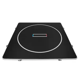 13x13 ft Wrestling Mat Inflatable, Martial Arts Thick Mat for Home Gym Exercise, PVC Foldable Training Mats with Circles and 600W Air Pump, for Gymnastics, Tatami, Jiu Jitsu BJJ MMA Judo, Black