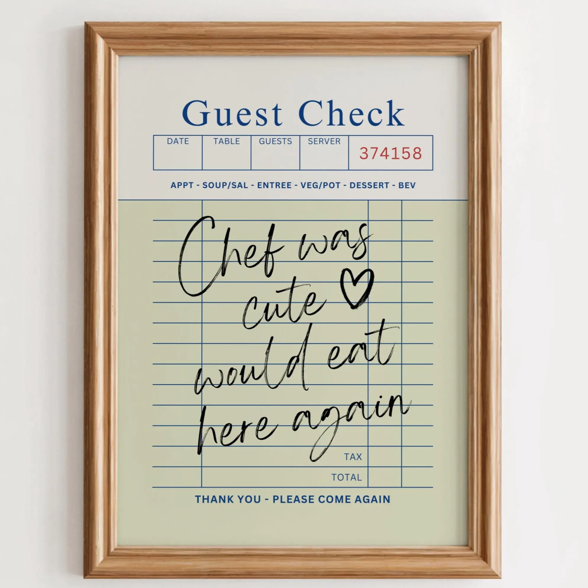 MIRRO Trendy Kitchen Wall Art Poster Unframed Featuring Chef Was Cute Would Eat Here Again Inspirational Design