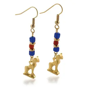 Bastet and Ancient Beads Earrings