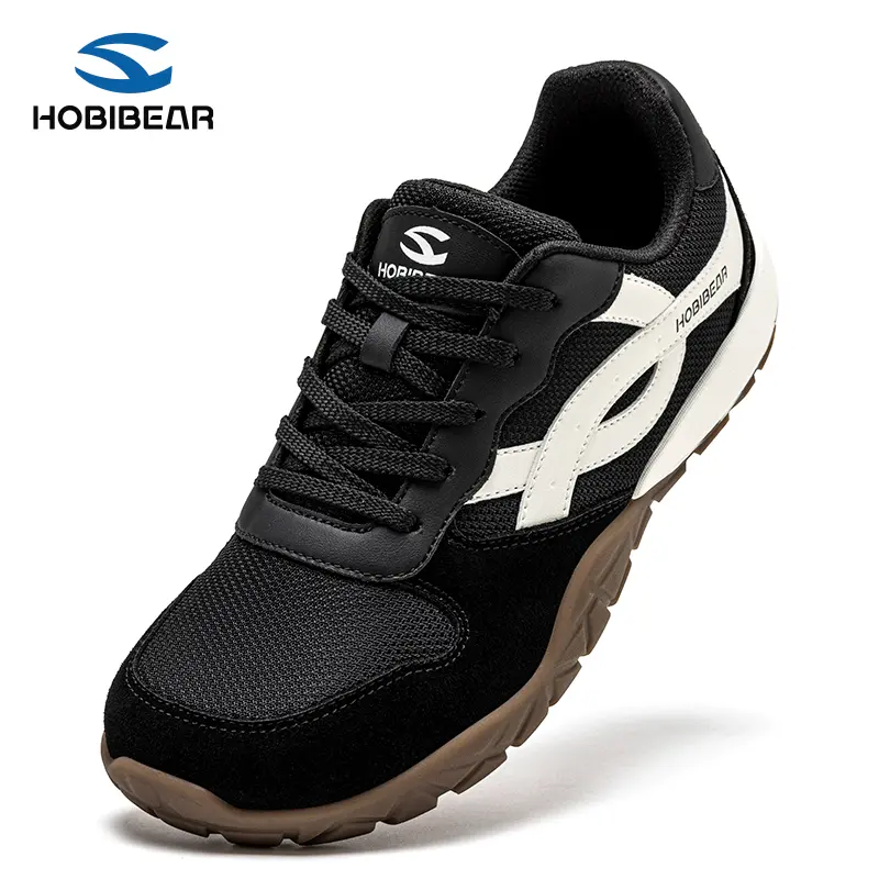 HOBIBEAR Unisex Wide Toe Box Running Gym Shoes - 1 Pair Shock-Soft EVA Knitted Lace-Up Sneakers, Lightweight Breathable Supportive Daily Fit, Flexible Sole Technology for Jogging & All-Day Wear