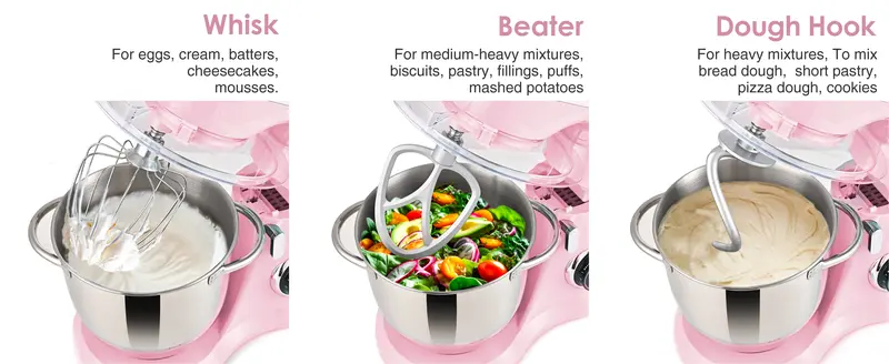 Product Introduction of Kitchen in the box Stand Mixer, 4.5QT+5QT Two bowls Electric Food Mixer, 10 Speeds Kitchen Mixer for Daily Use with Egg Whisk, Dough Hook, Flat Beater 11
