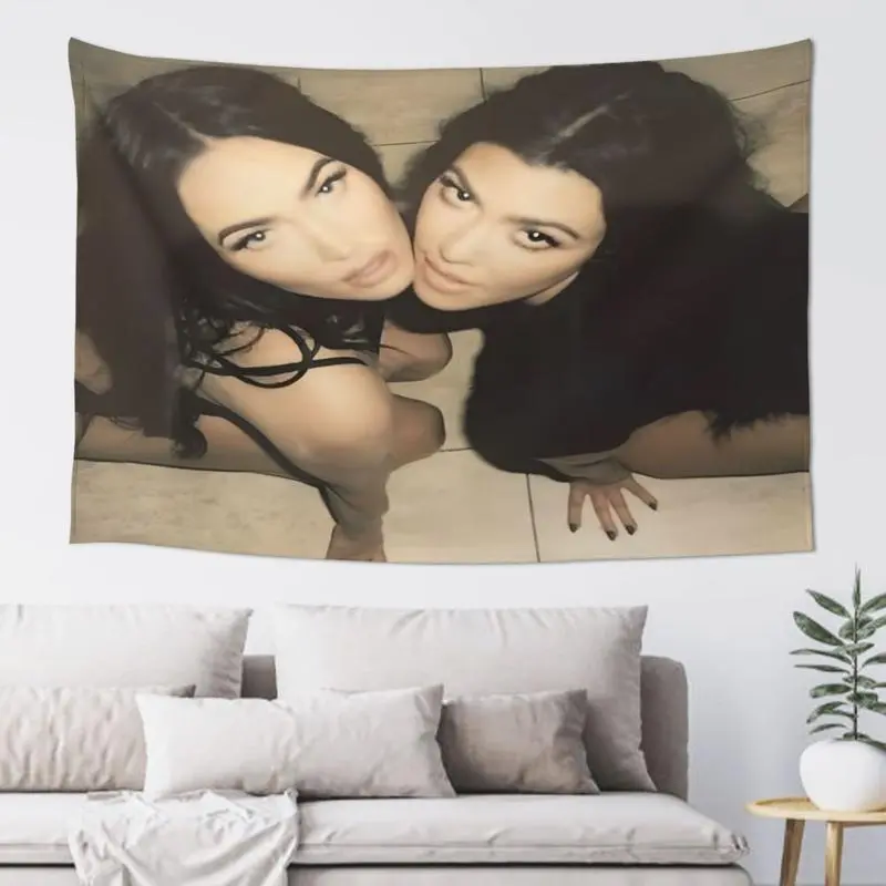 Kim Kardashian Themed Celebrity Collectibles Tapestry - Lightweight Fabric Wall Hanging, Modern Elegant Decoration, Home Supplies, Home Inspo, Unisex Bright Statement Tapestries, Outdoor & Bedroom Decor