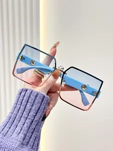 Y2K Girl Style Blue Square Sunglasses, Luxurious Metal Frame Fashionable Gradient Shades, Multiple Colors, Party Daily Travel Use, Perfect Gift