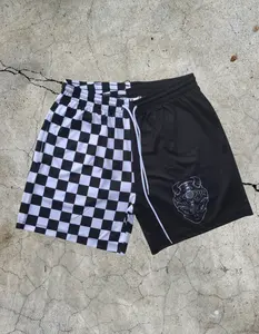 Half & Half Checkered Mesh Shorts w/Pockets