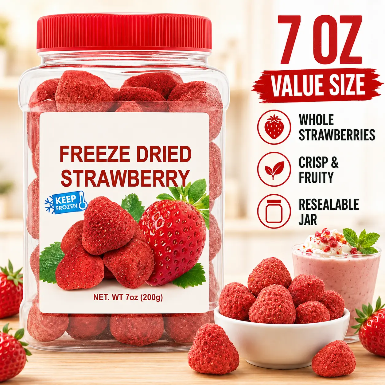 SEAYOFA  Huge freeze Dried Fruit -100% Real Freeze Dried -Starwberries ，Dragon Fruit，Mango，Yellow Peach Chips healthy Snack,camping essentials