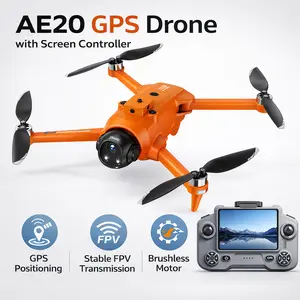 AE20 GPS Drone with 4.5" Screen Controller - Brushless Motor RC Quadcopter, Smooth FPV & Optical Flow Stabilization, Foldable Outdoor Gift Drone for Adults