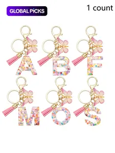 Cute Letter & Butterfly Design Keychain for Women & Girls, 1 Count Colorful Acrylic Keychain for Bag, Car Key, Decoration, Fashion Keychain for Gift, Valentine's Day Gift, Trendy Cute Keychain