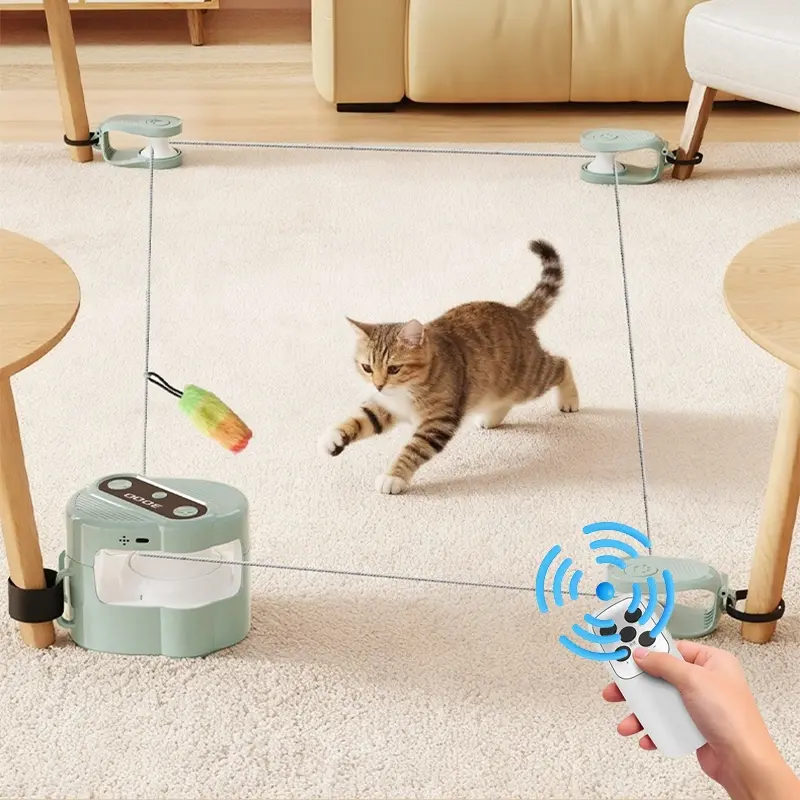 Interactive Cat Toy for Indoor Cats, Automatic/mechanical Control DIY Feeder & Chaser, Fun Training Tool for Bored Kittens, Kitty