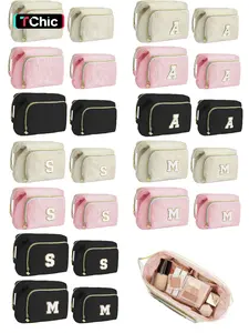 Makeup Bag Travel Toiletry Bag, Corduroy Padded Make Up Bags for Women Makeup Organizer Case, Wide-open Pouch Purse Travel Essentials Toiletries Accessories Brushes Cosmetic Pouch Makeup Storage Bag Zip