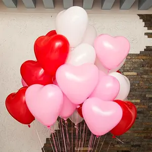 48pcs Heart Shaped Latex Balloons Set, Balloon Garland, 10 inch Red White Balloons, for Birthday patry, Anniversary, Photo studio, Engagement, Wedding, Valentine'S Day