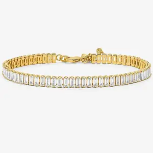 Baguette Tennis Bracelet for Women – 18K Gold Plated 316L Stainless Steel | Waterproof Anti-Tarnish Luxury Bracelet