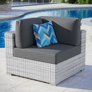 Modway Convene Outdoor Patio Corner Chair in Light Gray Charcoal