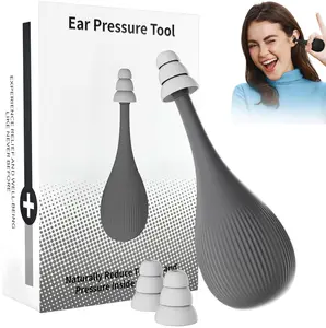 Ear Pressure Relief Suction Device, tinnitus relief for ringing ears,Migraine and Headache Relief Tinnitus Products with 3 Sizes of Earplugs,Airplane Ear Pressure Relief Through Inner Ear Pressure Balance, Reduces Tension,Grey Earwax Removal Kit Silicone