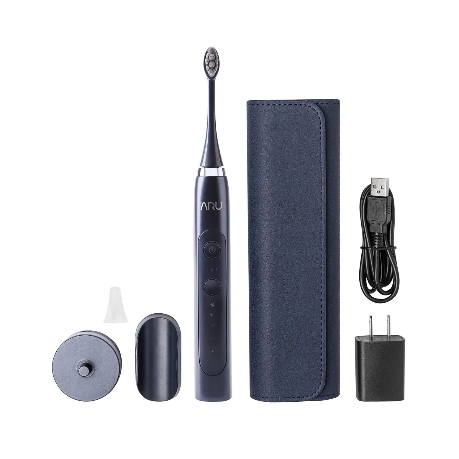ARU Sonic Toothbrush Starter Kit: Oral Cleansing w/ Travel Case, Mirror Mount, Charging Base | Ultra-Soft Bristles for Sensitive Teeth, ADA Approved