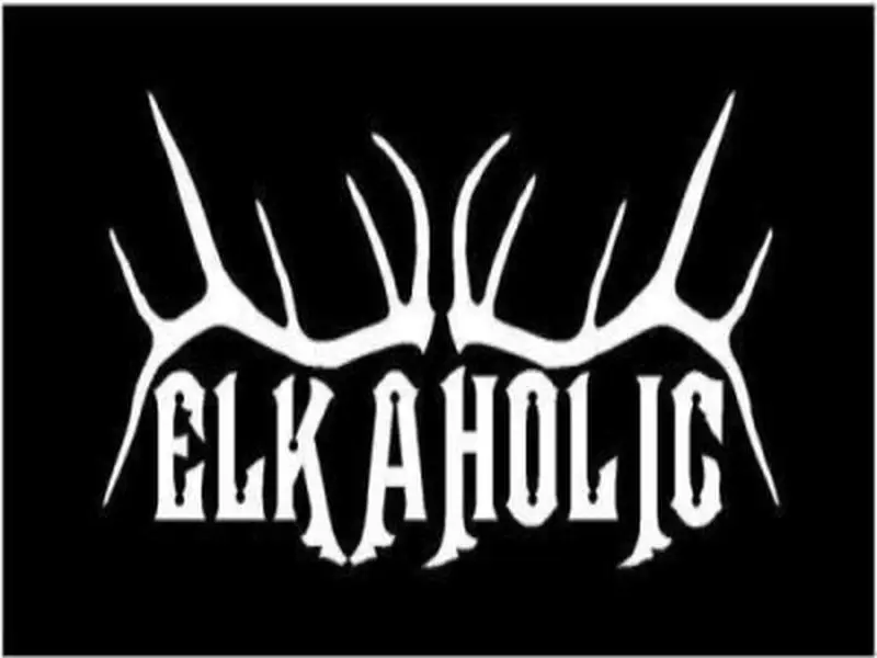 White Vinyl Decal Elk a Holic Antler Rack Bow Hunt Country Truck Fun Sticker, Die Cut Decal Bumper Sticker for Windows, Cars, Trucks, Laptops, Etc.
