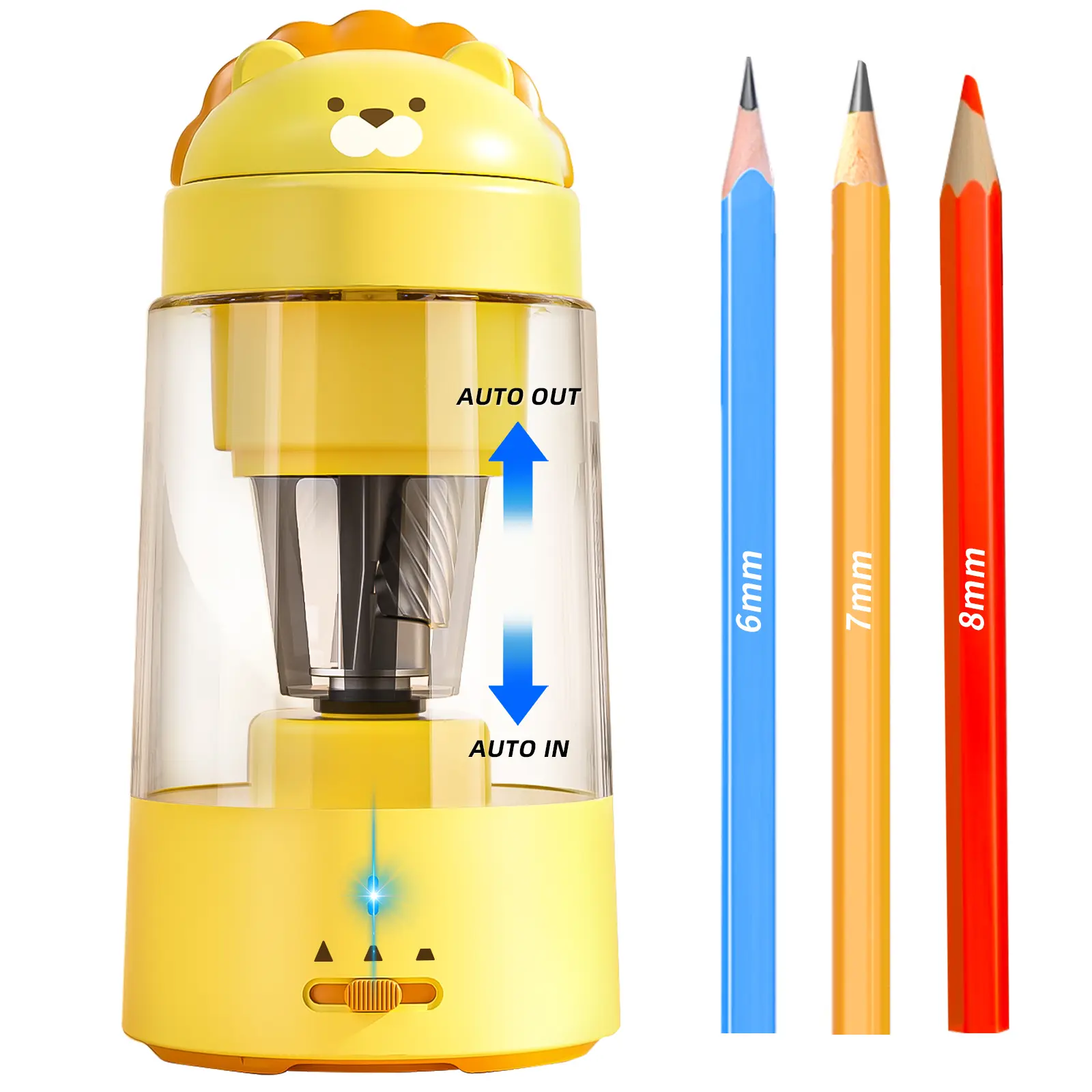ZMOL-Electric Pencil Sharpener, Heavy-Duty Helical Blade to Fast Sharpen, Colored Pencils(6-8mm), AC Adapter/Battery Operated in School Classroom/Office/Home Writing Tool Art Materials