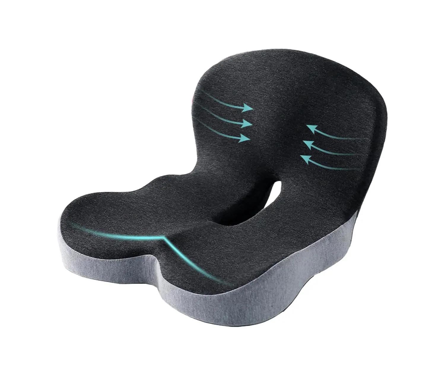 Ergonomic Memory Foam Seat Cushion Lumbar Back Support, Orthopedic Coccyx Tailbone Sciatica Pain Relief, Non-Slip Washable Cover, Office Chair Car Gaming