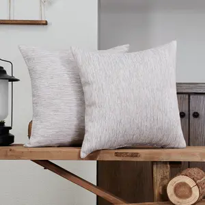 Deconovo Solid Color Linen-Style Cushion – Simple Rustic Pillow for Home Decor