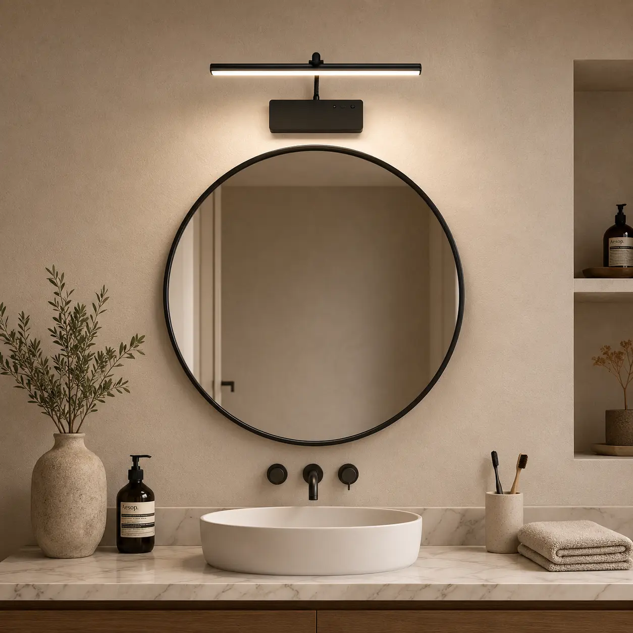 Rechargeable LED Bathroom Mirror Light with Remote, Wireless Vanity Wall Sconce, Adjustable Gooseneck, 3 Color Temperatures, 5 Brightness Levels, 5400mAh USB Rechargeable Battery