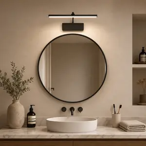Rechargeable LED Bathroom Mirror Light with Remote, Wireless Vanity Wall Sconce, Adjustable Gooseneck, 3 Color Temperatures, 5 Brightness Levels, 5400mAh USB Rechargeable Battery