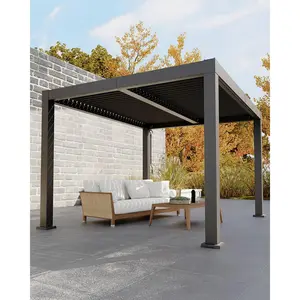 Garvee Louvered Pergola - 10' x 12' All-Aluminum Outdoor Pergolas with Adjustable Louvered Roof, Integrated Drainage System, Outdoor Gazebo for Deck, Patio, Backyard and Garden, Gray